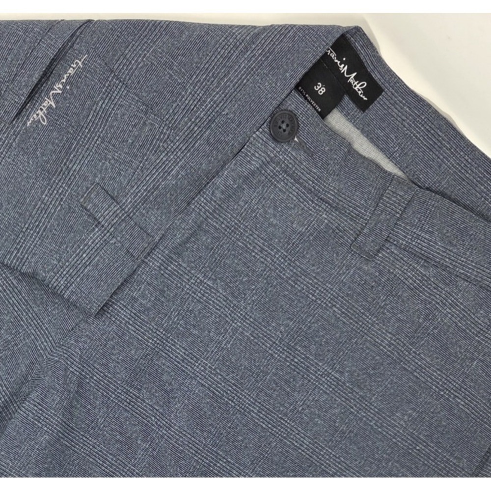 Travis Mathew Grommet Golf Shorts Men's 38 Navy Blue Glen Plaid Pattern 1MW830